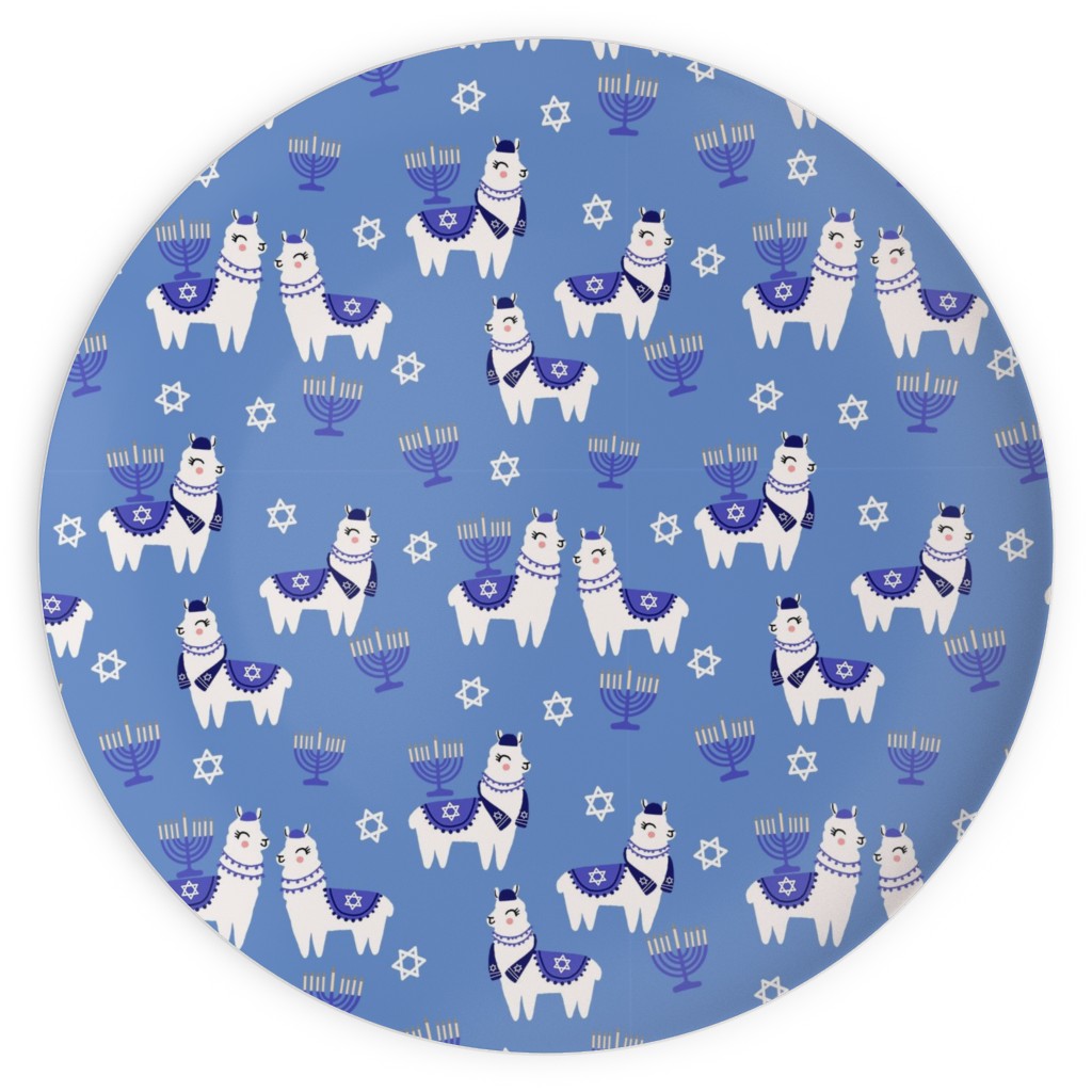 Llamakah - Blue Plates, 10x10, Blue, True Blue