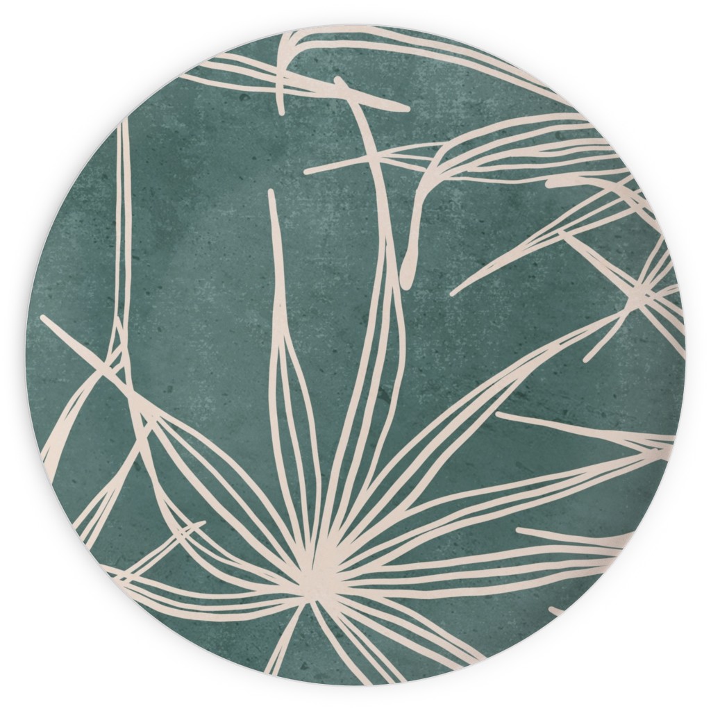 Palm Fronds Fan - Green Plates, 10x10, Green, Classic Green