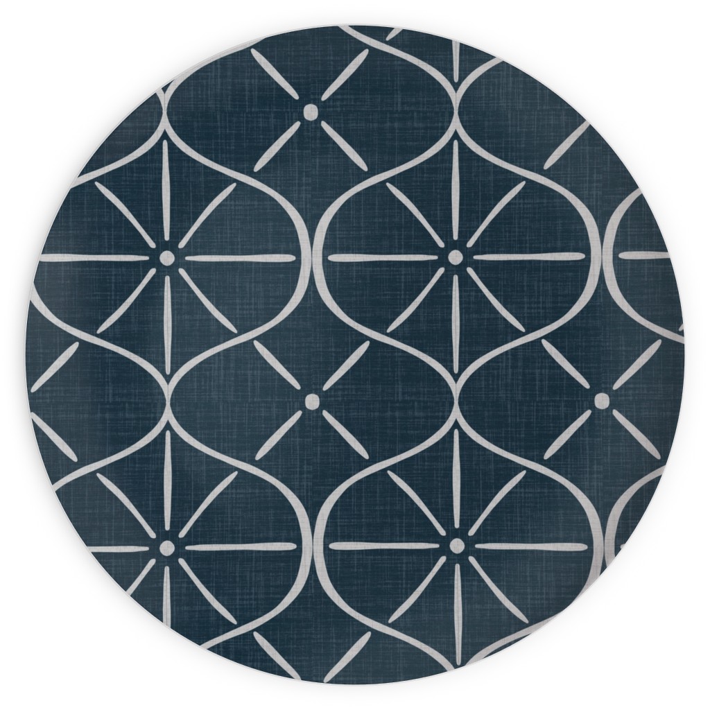Ovalesque - Blue Plates, 10x10, Blue