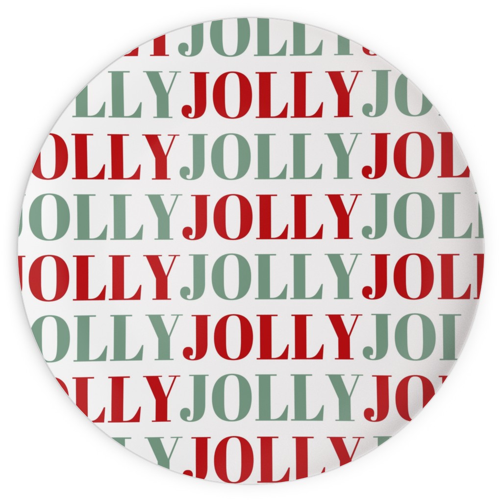 Jolly Print - Red and Green Plates, 10x10, Red