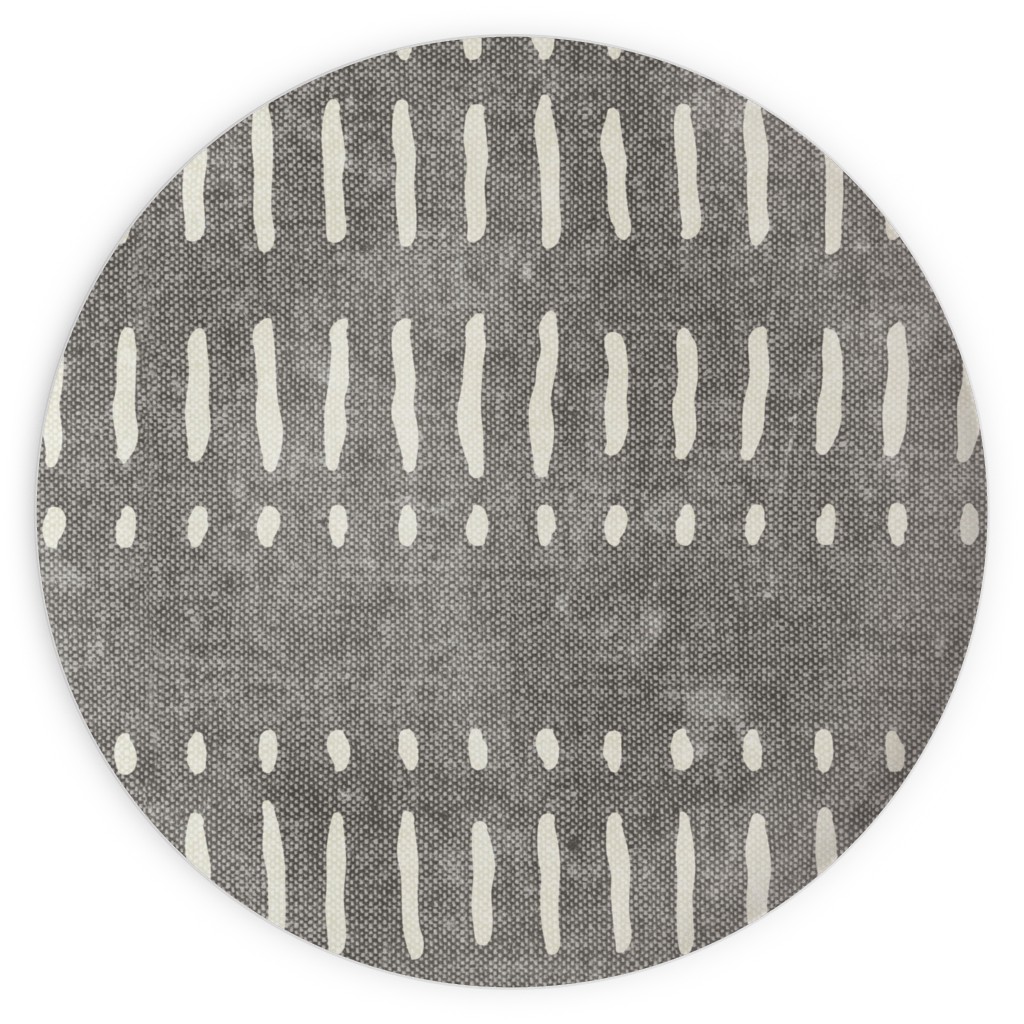 Dash Dot Stripes Plates, 10x10, Gray