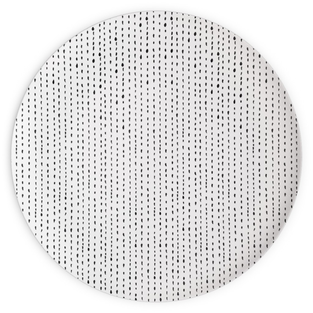 Woodland - Little Dots of Stripes - Black and White Plates, 10x10, White, White