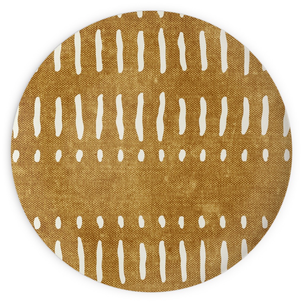 Dash Dot Stripes Plates, 10x10, Yellow