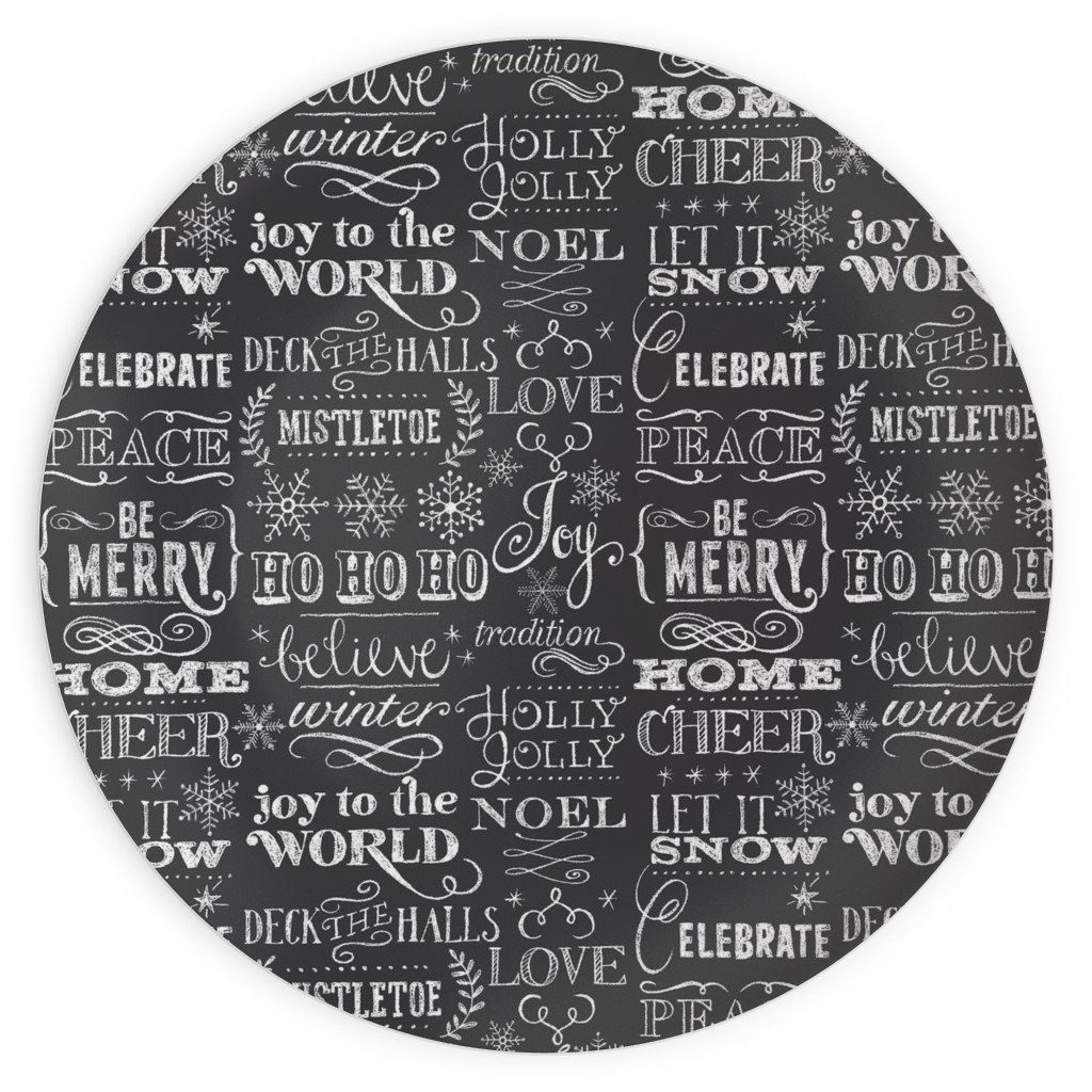 Christmas Sayings in Chalk Plates, 10x10, Gray, Gray