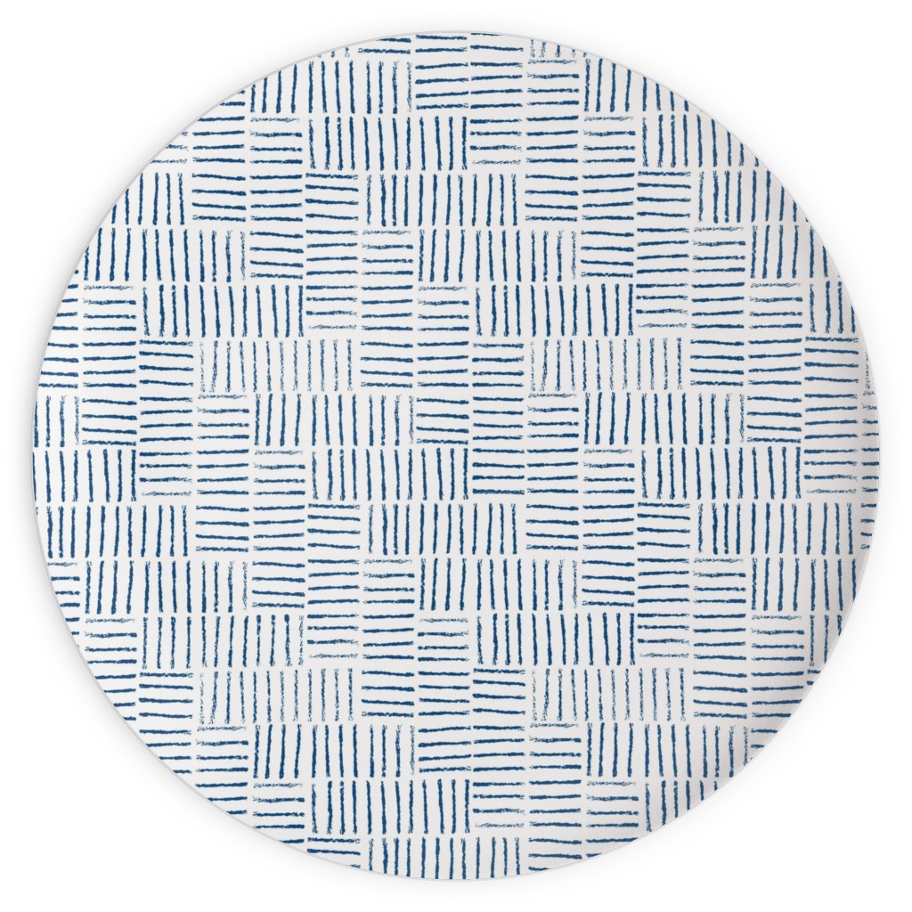Herringbone String - White & Classic Blue Plates, 10x10, Blue