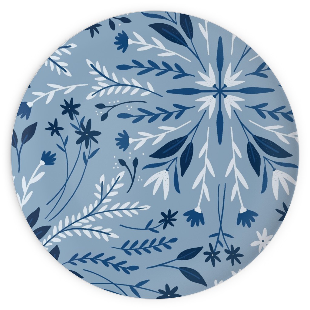 Dotty Floral - Blue Plates, 10x10, Blue, True Blue