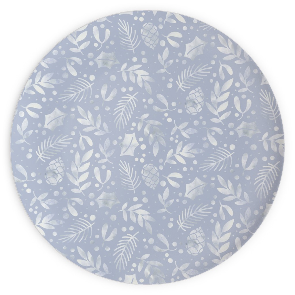 Frozen Winter Florals - Silver Plates, 10x10, Blue, True Blue