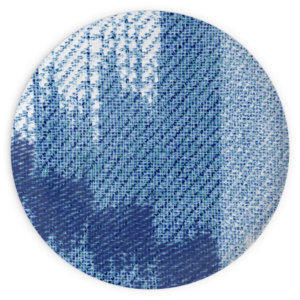 Blue Ikat Plates, 10x10, Blue, True Blue