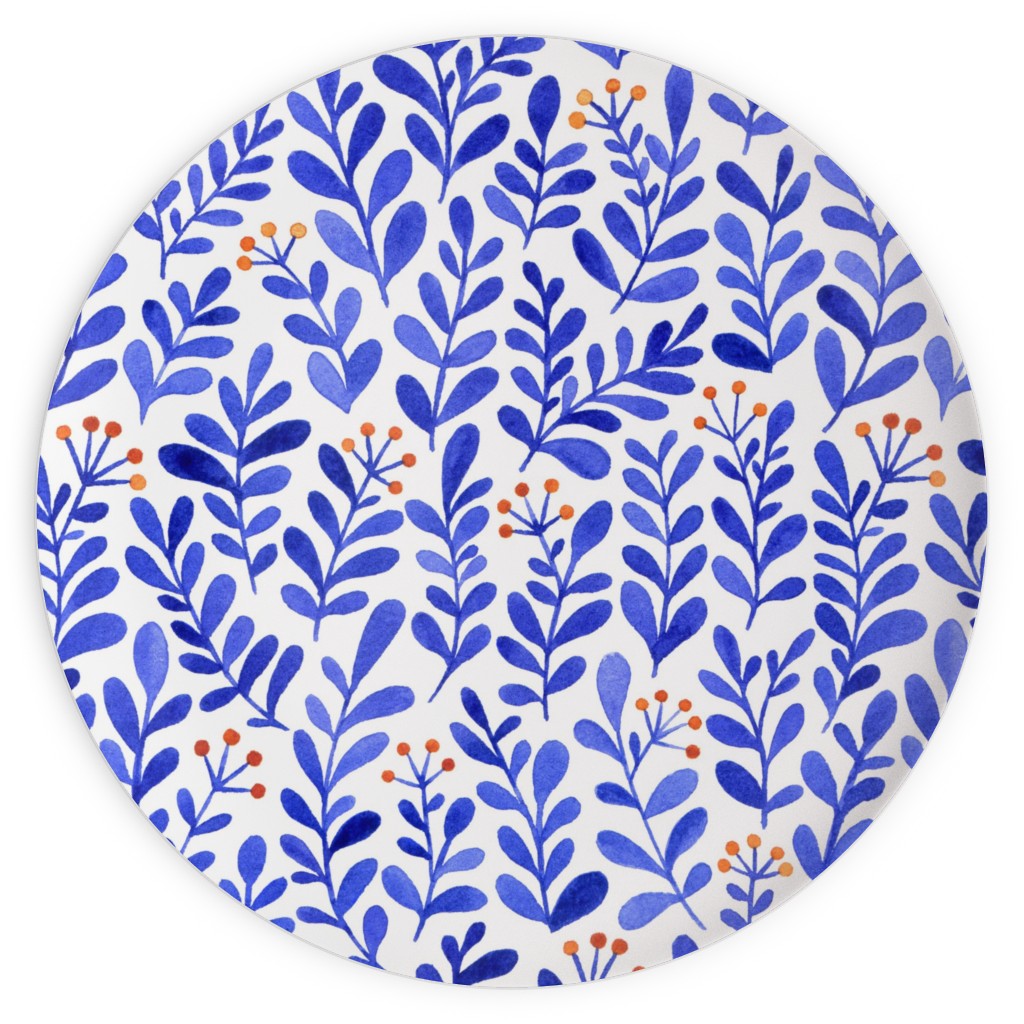 Leaves - Blue Plates, 10x10, Blue, True Blue