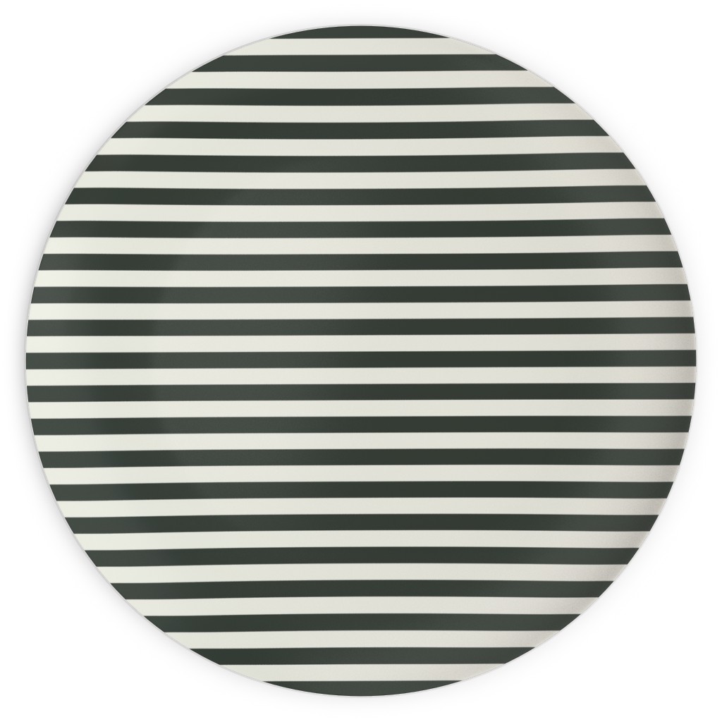 Stripe - Black and Cream Plates, 10x10, Black