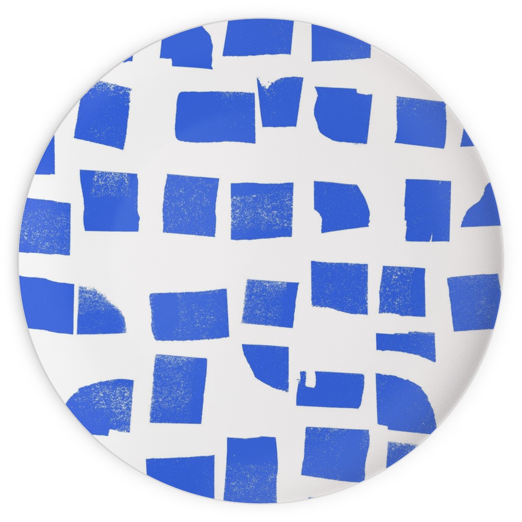 Blue Check Plates, 10x10, Blue