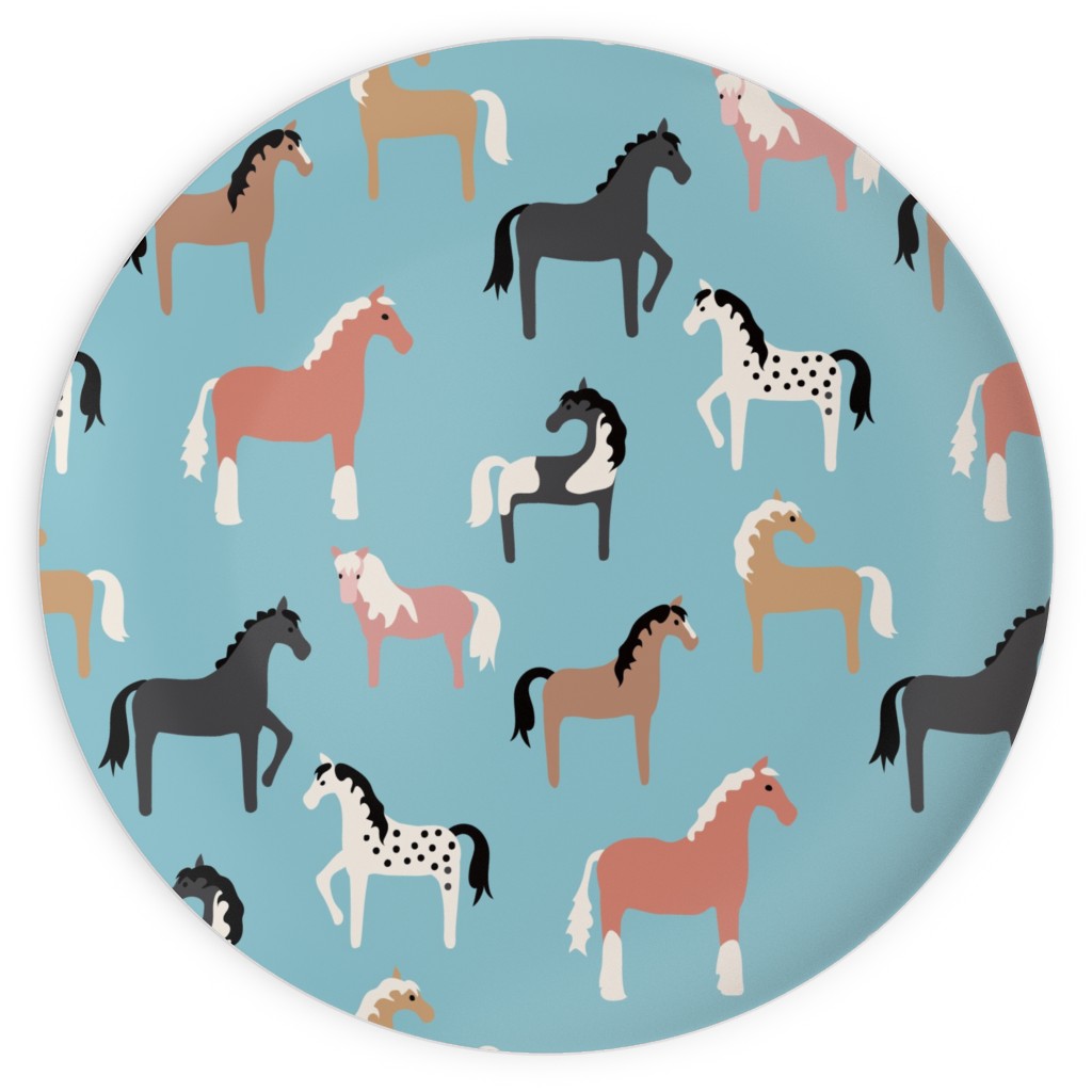Horse Party Plates, 10x10, Blue