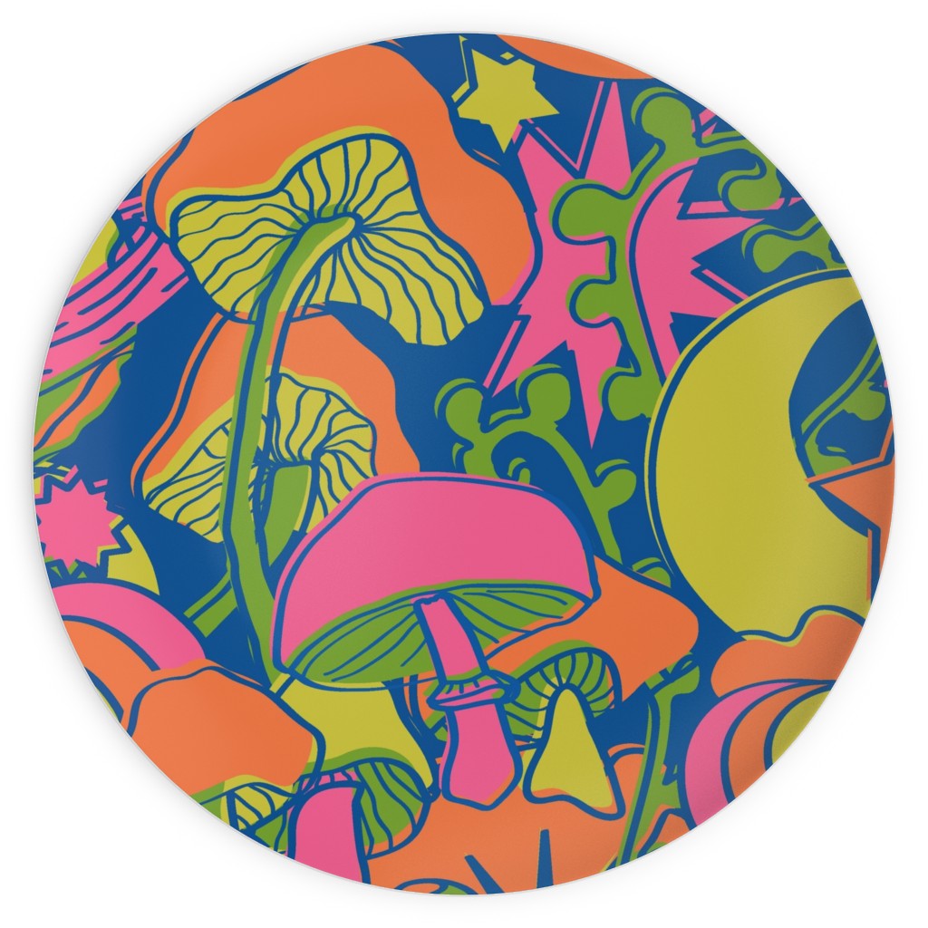 Psychedelic Daydream - Neon and Blue Plates, 10x10, Multicolor