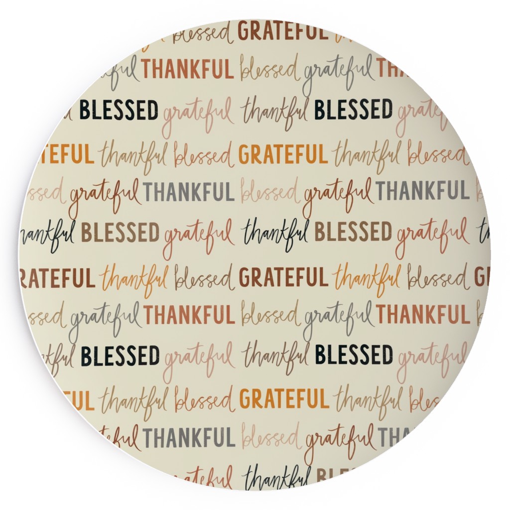 Grateful Thankful Blessed - Terracotta Salad Plate, Beige