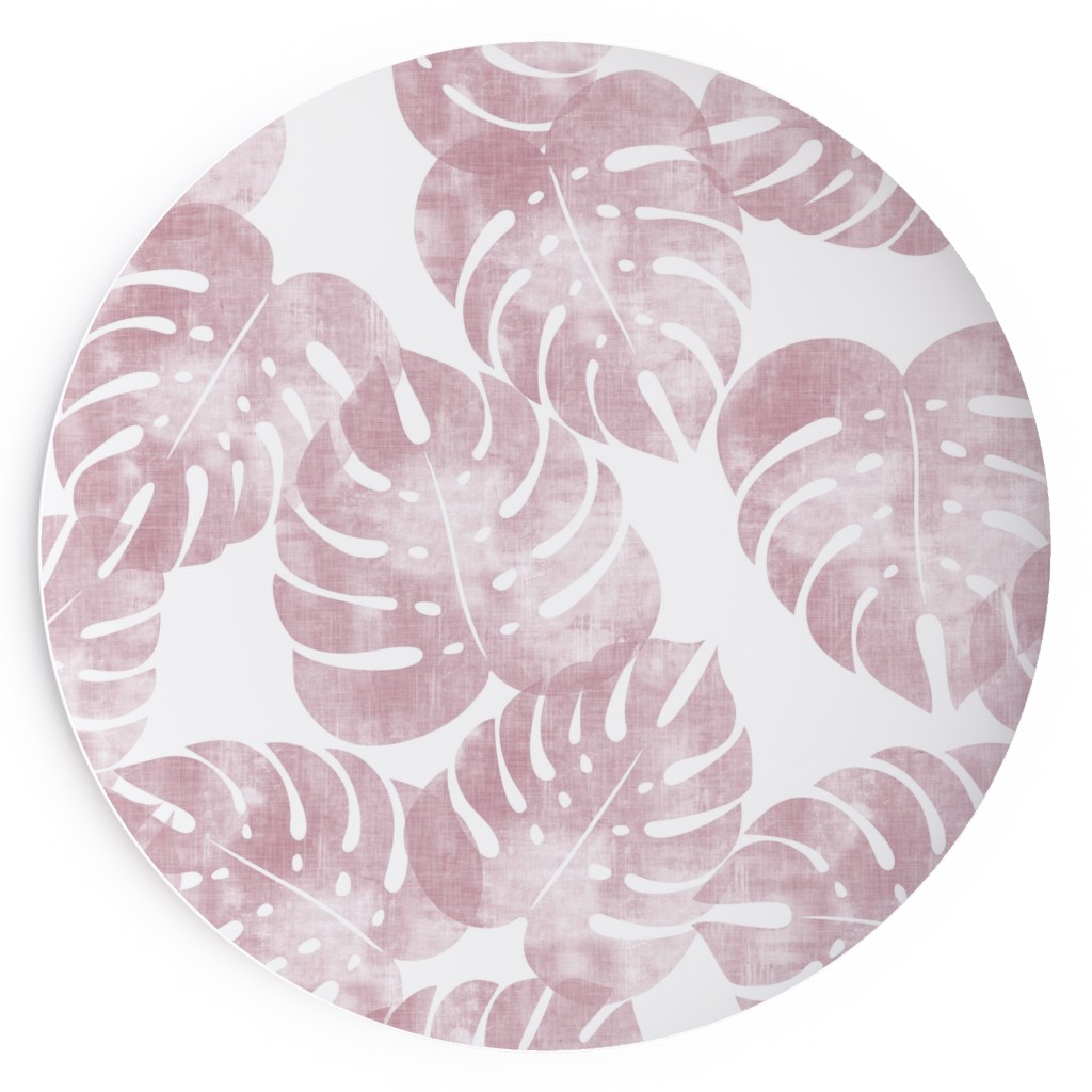 Monstera Leaves - Mauve Salad Plate, Pink