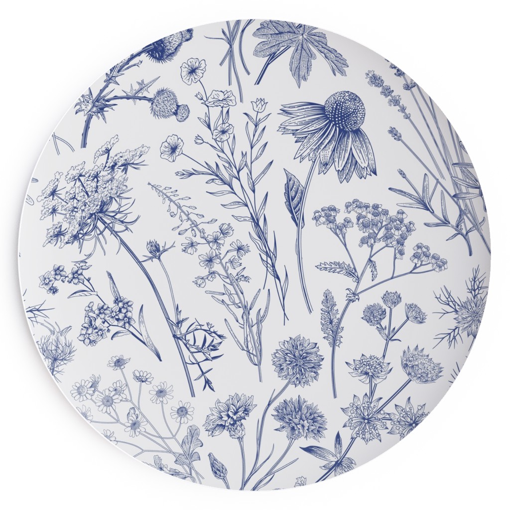 Wild Flowers - Blue Salad Plate, Blue