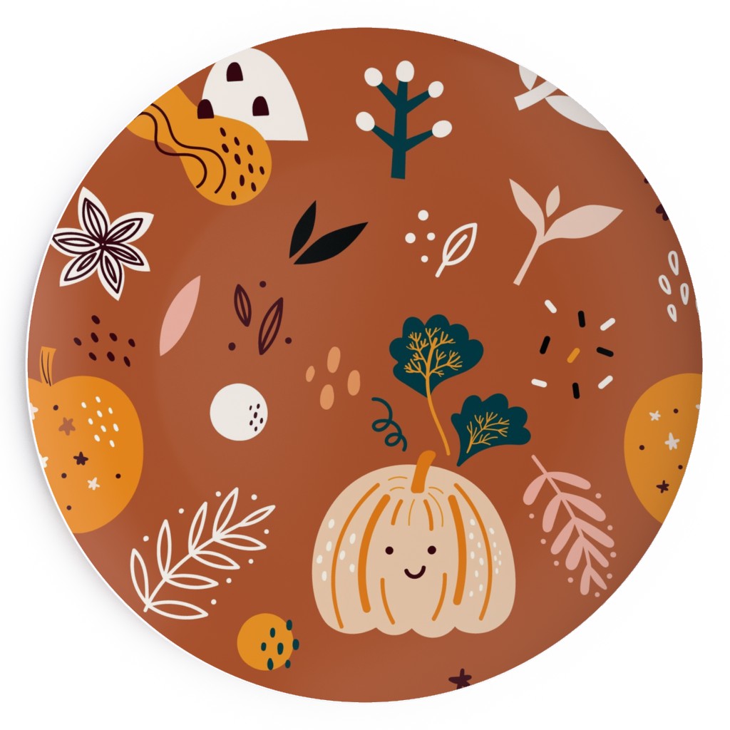 Autumn Pattern - Orange Salad Plate, Orange