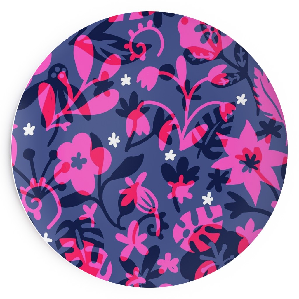 Tropical Floral - Fuchsia Salad Plate, Pink