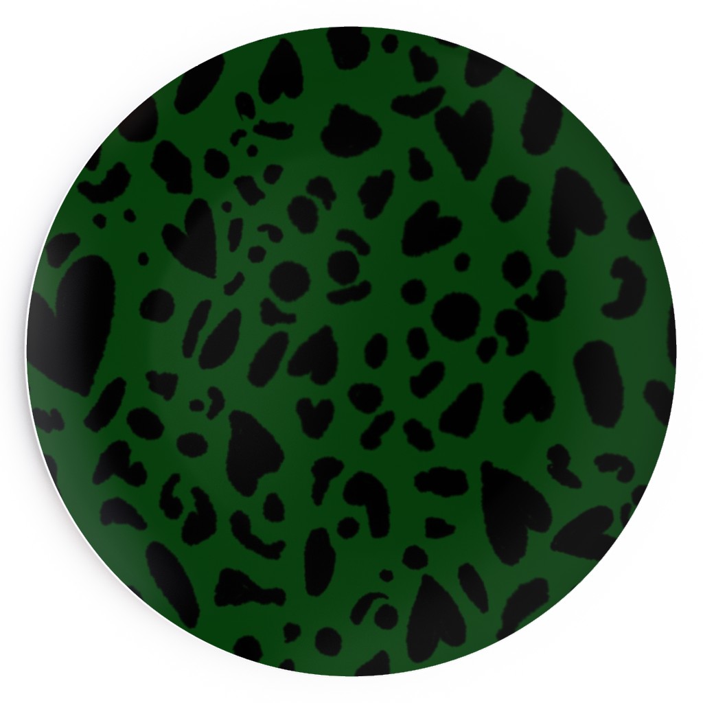 Heart Cheetah Large Salad Plate, Green