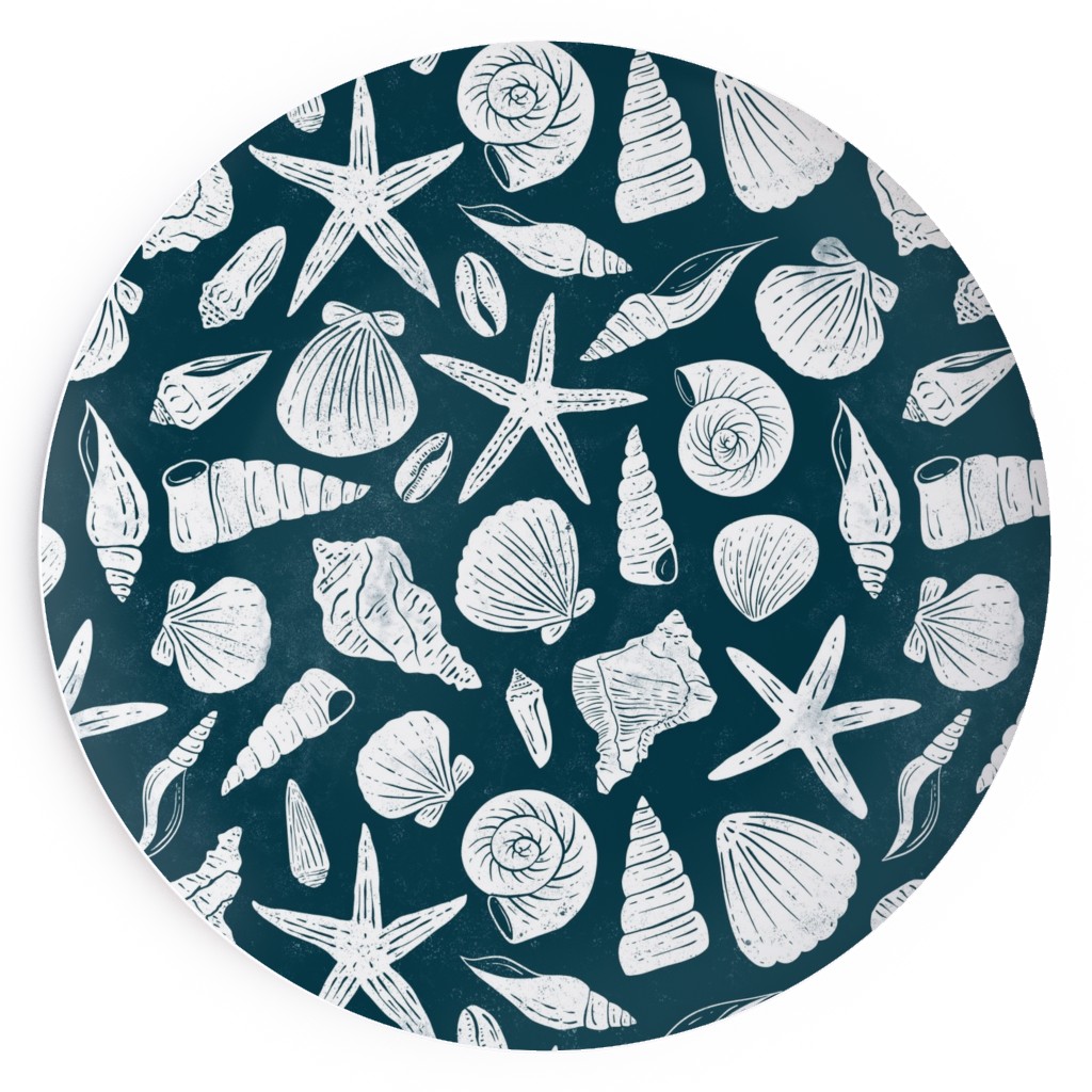 Ocean Seashells - Blue and Cream Salad Plate, Blue