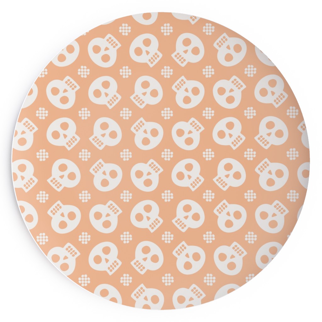 Halloween Skulls Salad Plate, Orange