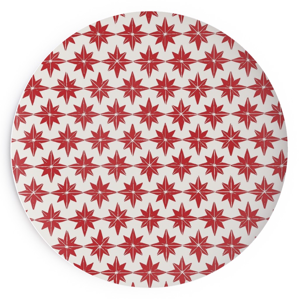 Christmas Star Tiles - Red on White Salad Plate, Red