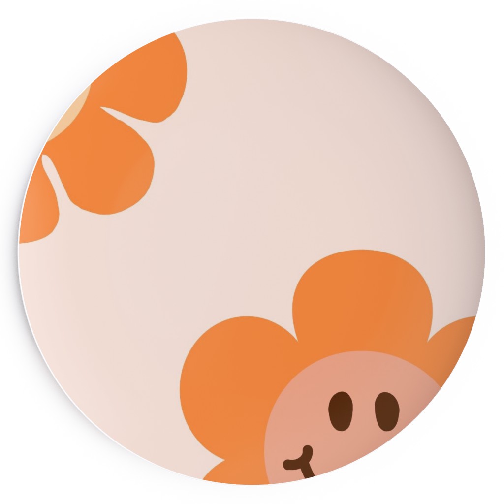 Smiley Floral - Orange Salad Plate, Orange
