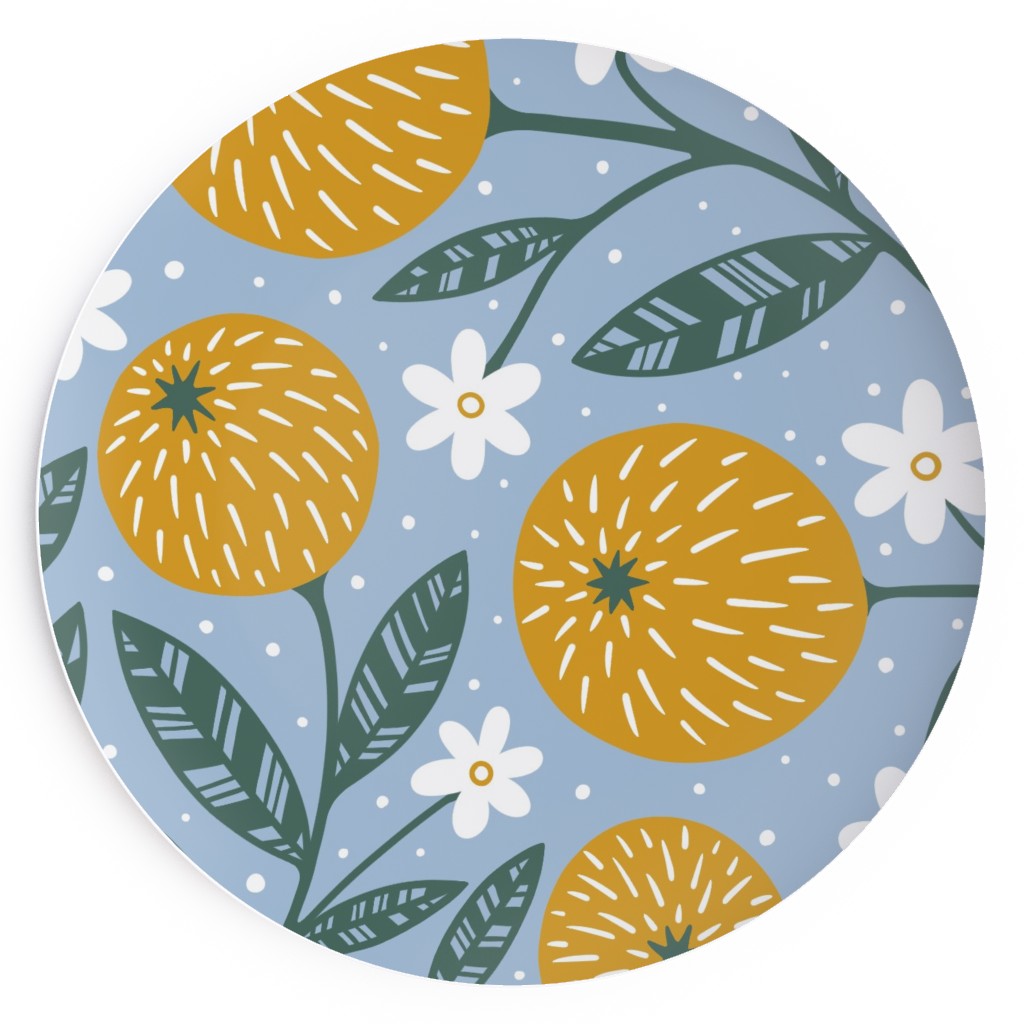 Orange Trees - Blue Salad Plate | Shutterfly