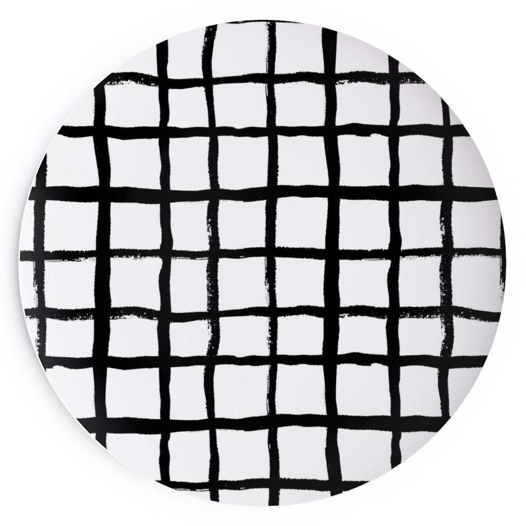 Simple Grid - Classic - Black and White Salad Plate, Black