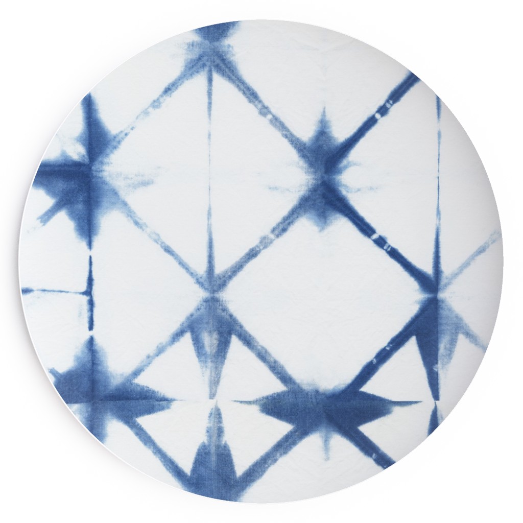 Shibori Diamond - Blue on White Salad Plate, Blue