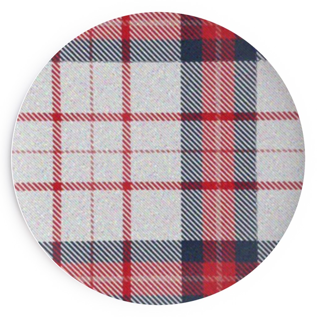 Red White and Blue Plaid Salad Plate, Multicolor