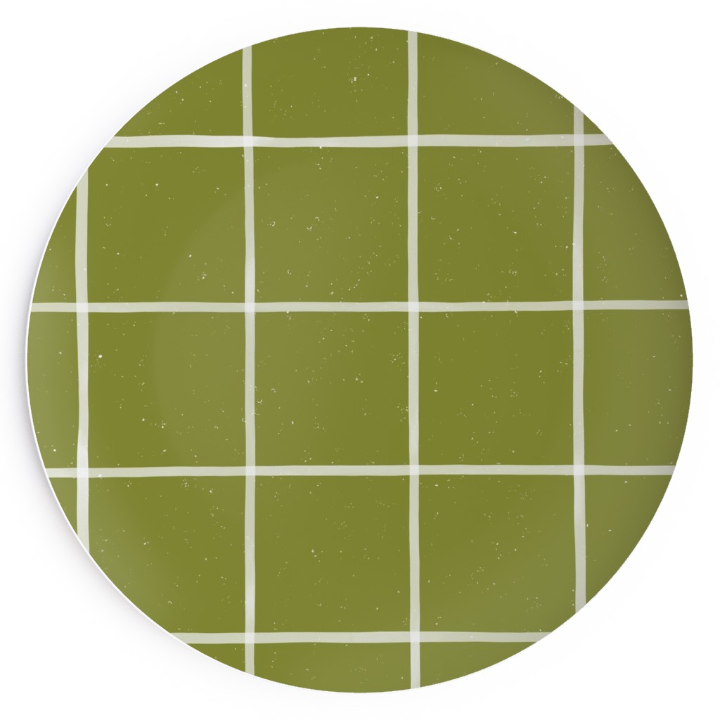 Watercolor Windowpane - Green Salad Plate, Green