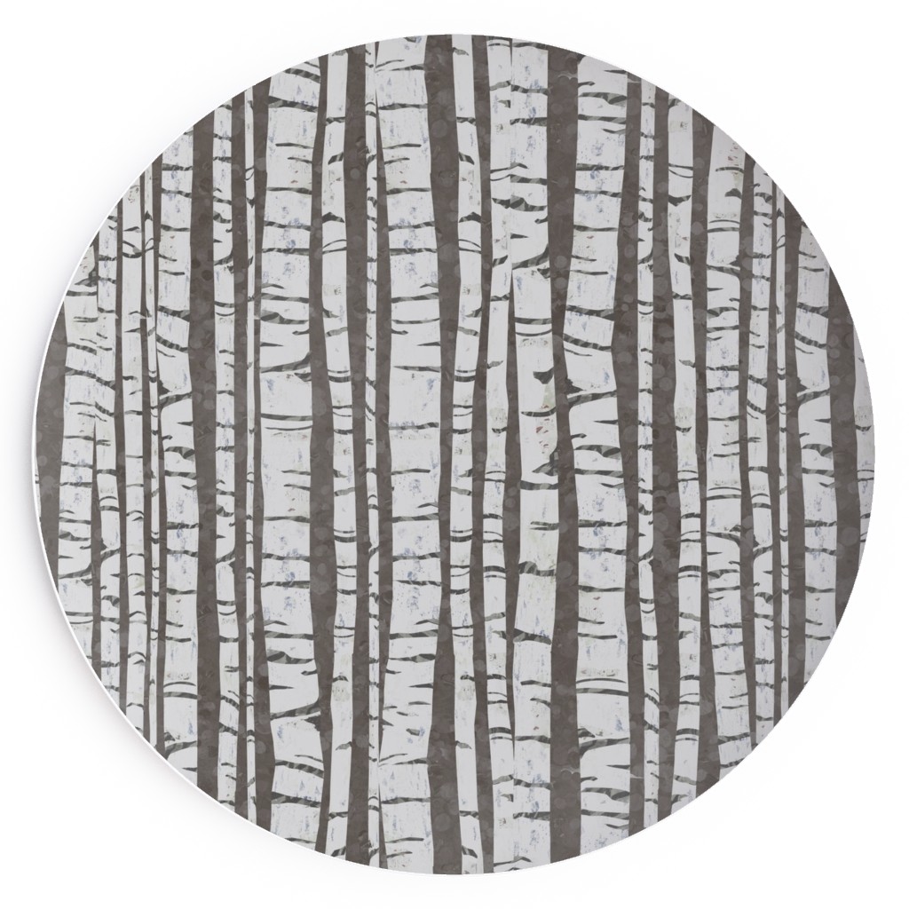 Birch Trees - White on Brown Salad Plate, Gray