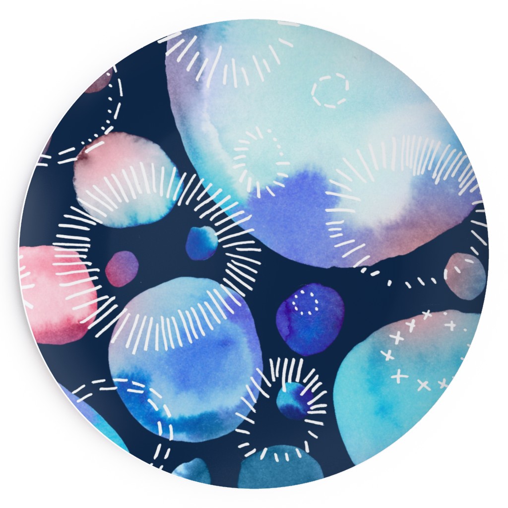 Watercolor Universe - Pink and Blue Salad Plate, Multicolor