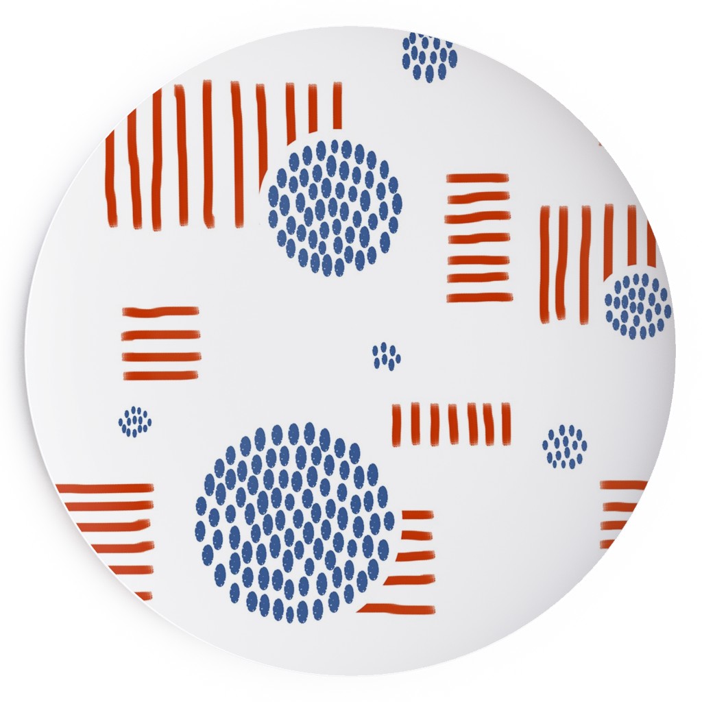 Imperfection in Red, White and Blue Salad Plate, Red