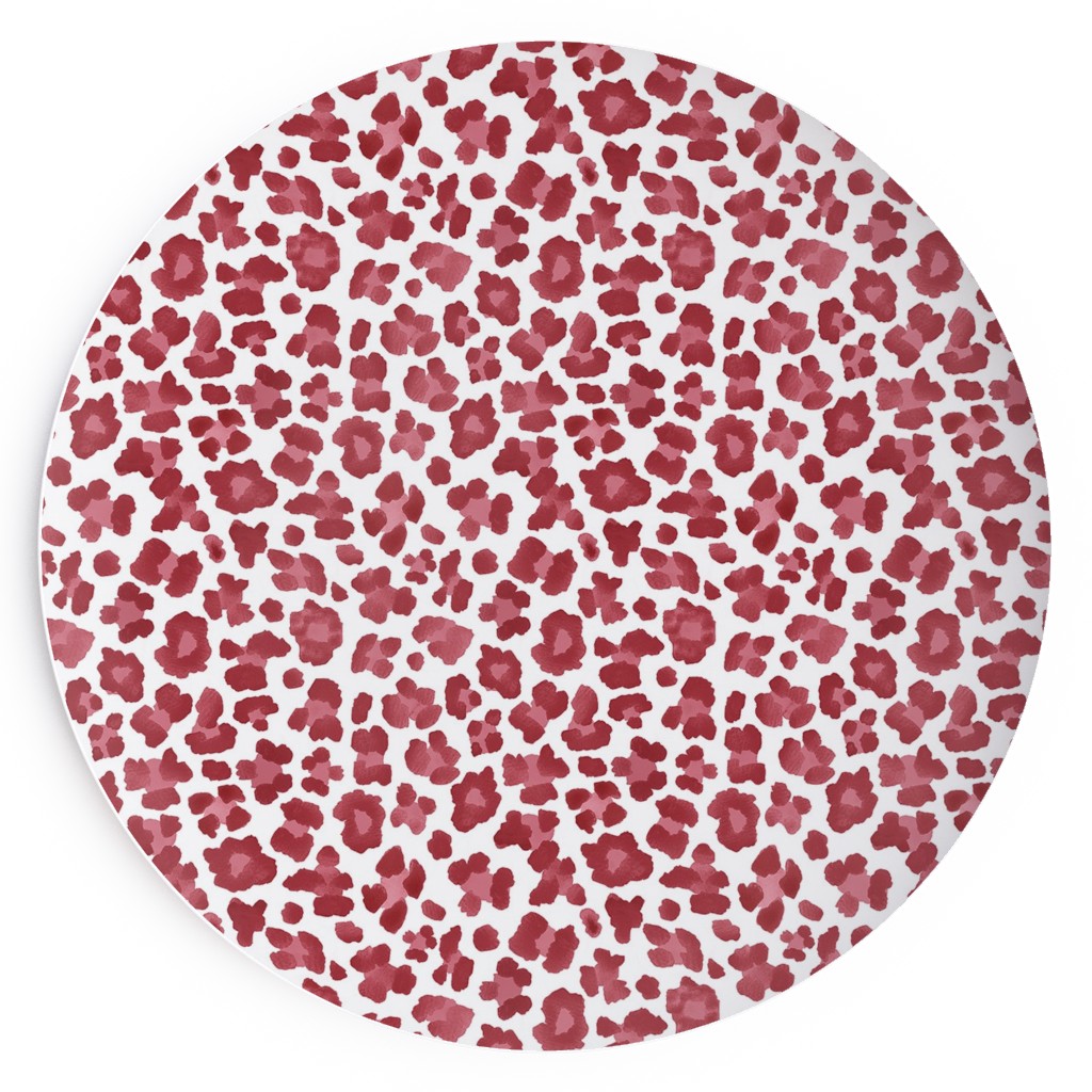 Leopard Pattern Print Salad Plate, Red