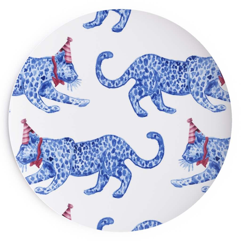 Party Leopards - Blue and Red Salad Plate, Blue