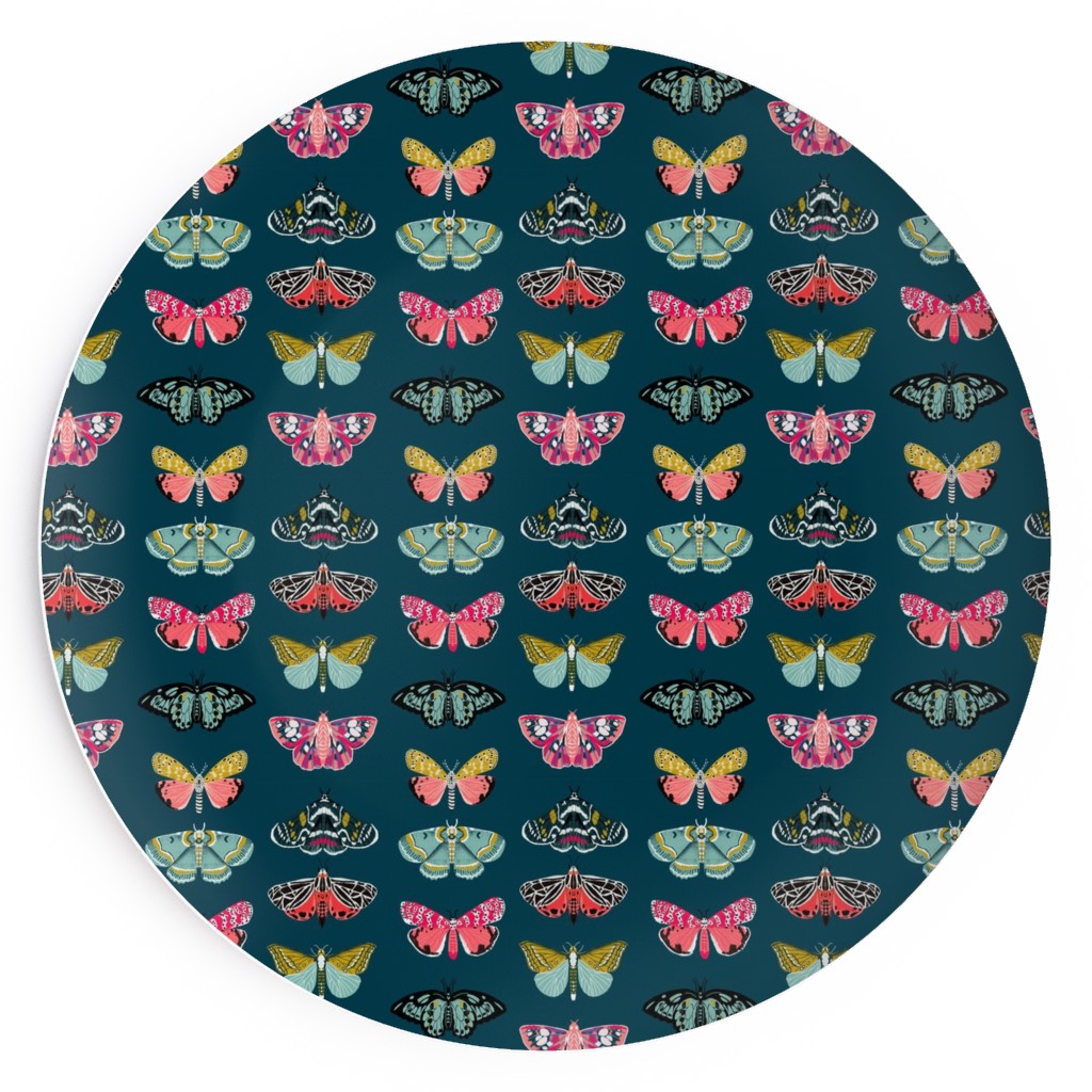 Moths - Dark Salad Plate, Multicolor