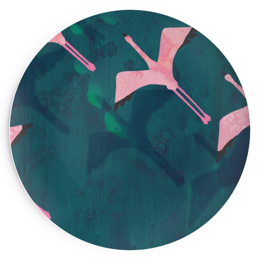 Flamingos Flying Salad Plate, Green