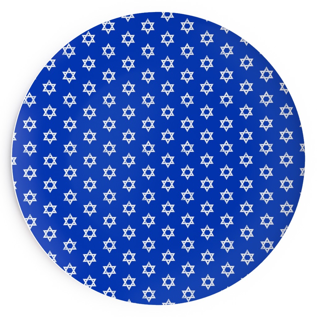Star of David - White on Blue Salad Plate, Blue