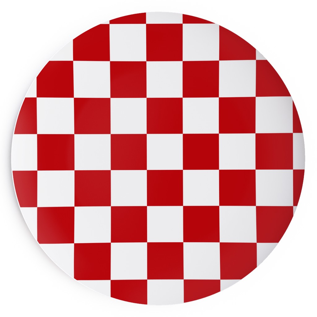 Checkerboard - Red and White Salad Plate, Red