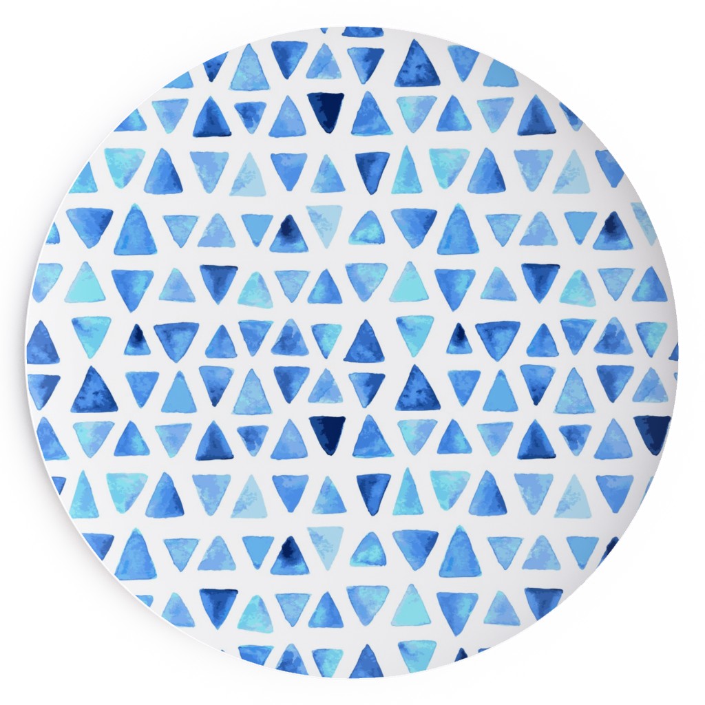 Watercolor Triangles - Blue Salad Plate, Blue