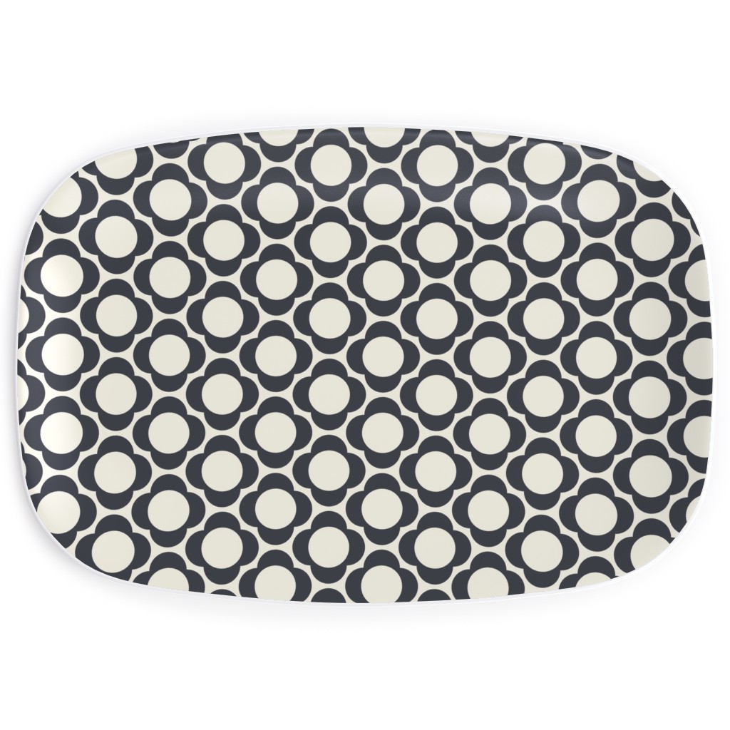Lotta's Scandi Daisy - Navy on Cream Serving Platter, Beige