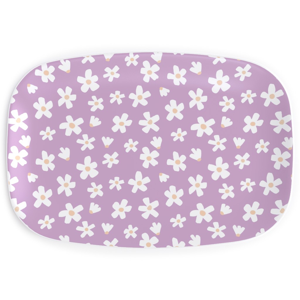Daisy Garden Floral - Purple Serving Platter, Purple
