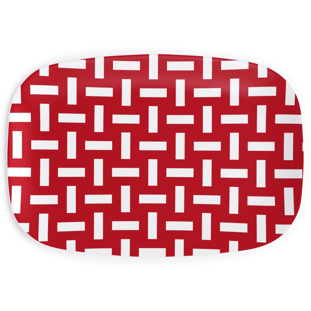 Geometrically Assembled Flag - Red Serving Platter, Red