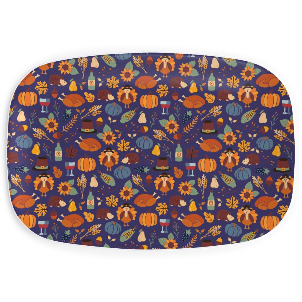 Thanksgiving Table Serving Platter, Multicolor