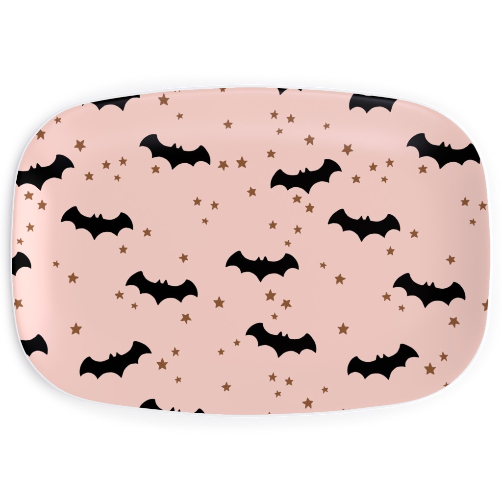 Twinkle Bats - Black on Pink Serving Platter, Pink