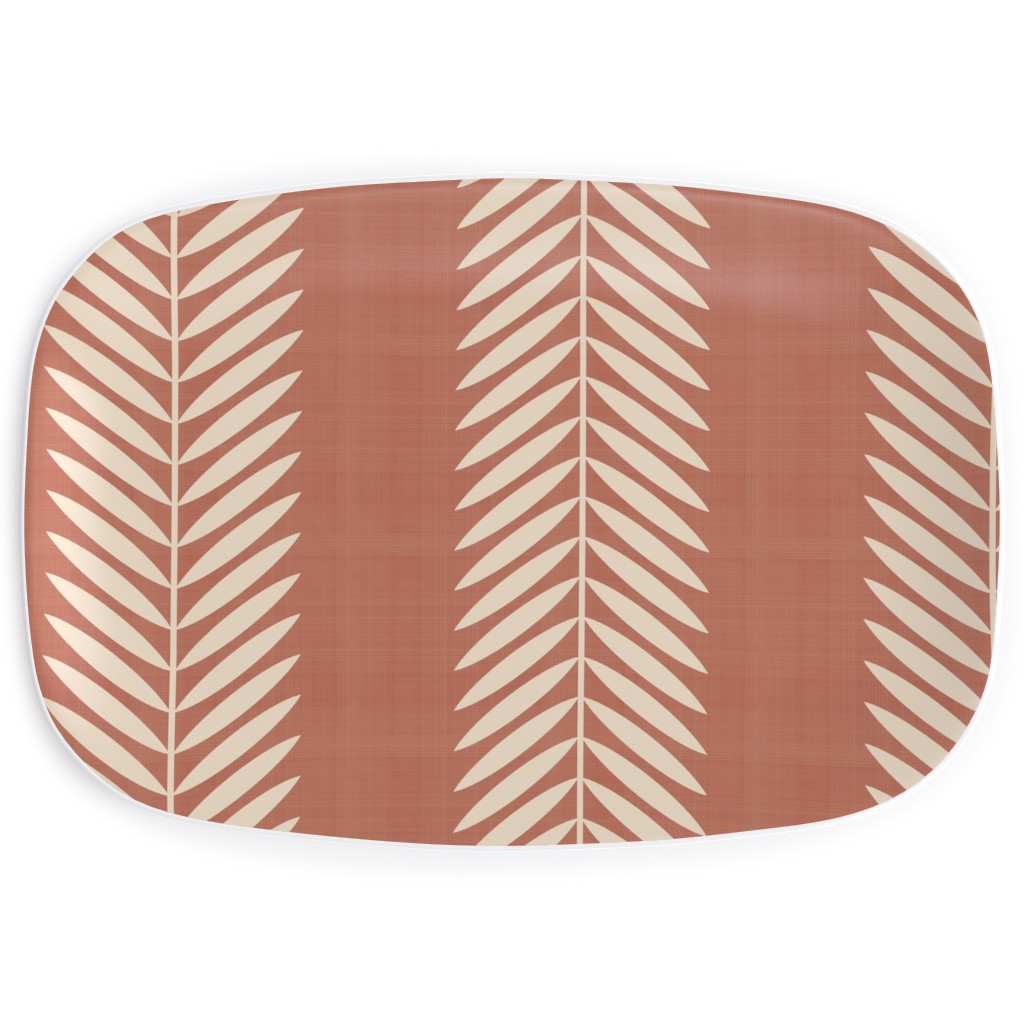 Laurel Leaf Stripe Serving Platter, Pink