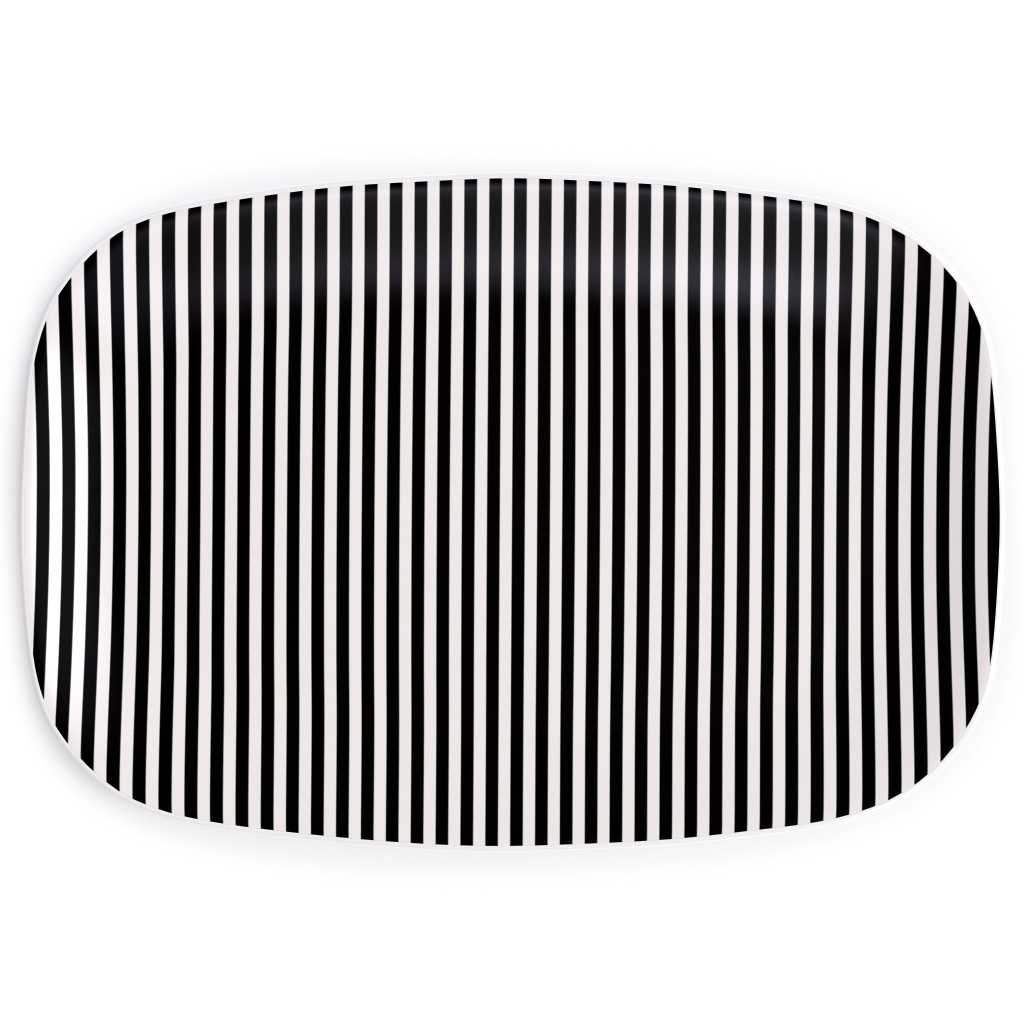 Basic Stripe - Black and Cream Serving Platter, Black
