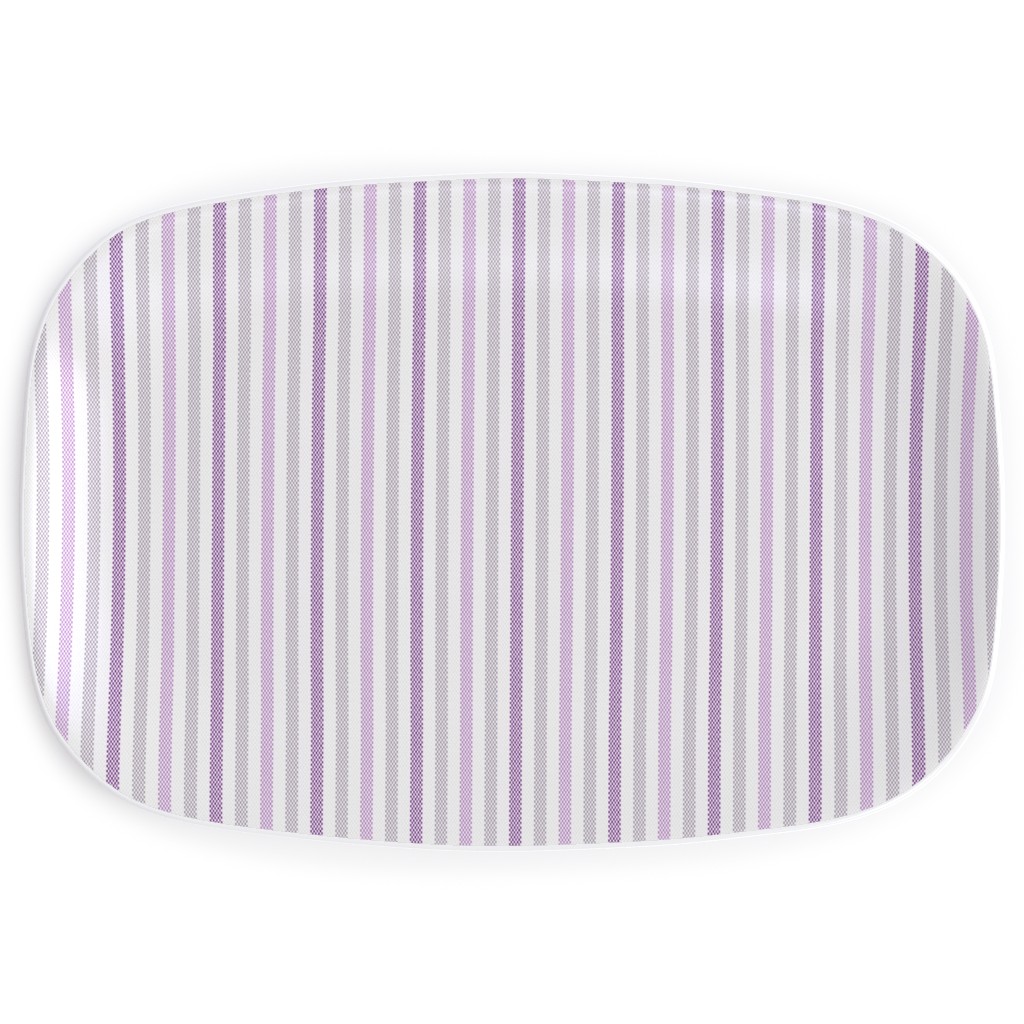 Tricolor French Ticking Stripe - Purple Serving Platter, Purple